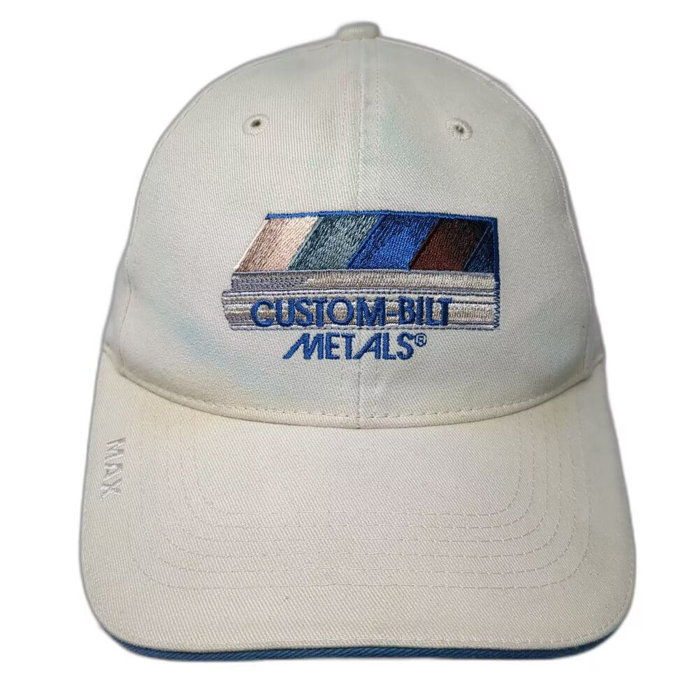 Triple Crown Baseball Cap Beige Blue OS Custom-Bilt Metals Strapback Hat Logo